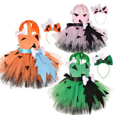 Kids Girls Caveman Costume Cavegirl Tulle Dress with Headpiece Stone Age Outfit Halloween Cosplay Dress Up Photo Shoot