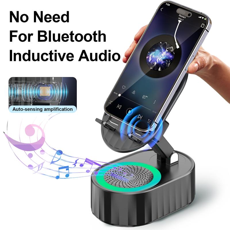 5in1 Wireless Speaker Cell Phone Stand with Bluetooth/Induction Audio & Atmosphere Light/Power Bank