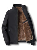 Men's Autumn And Winter Warm Fleece Jacket Casual Outdoor Coat Plain Beige Tops