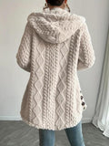 Women's Jacquard Hooded Cardigan Coat đ§Ľâď¸ Stylish Warm Fall Winter Outerwear â¨