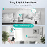 4MP Light Bulb Security Camera 5G and 2.4GHz wireless indoor/outdoor security camera with night vision, motion detection, 360° Pan/Tilt remote viewing, and real-time alerts-Light bulb