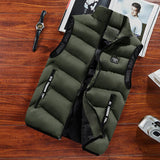 Men's Thickened Warm Sleeveless Vest - Black Full-Zip Stand Collar Ideal for Winter Workouts Parties & Daily Wear Perfect Gift for Husbands Sons Cold-Resistant Durable Activewear Minimalist High-Quality Fabric winter vest Menswear Love