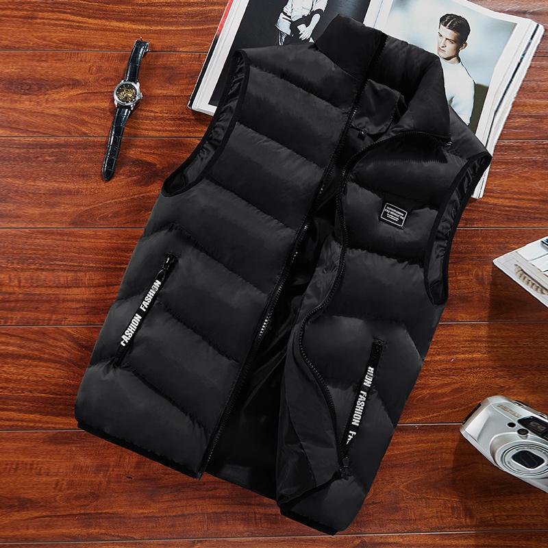 Men's Thickened Warm Sleeveless Vest - Black Full-Zip Stand Collar Ideal for Winter Workouts Parties & Daily Wear Perfect Gift for Husbands Sons Cold-Resistant Durable Activewear Minimalist High-Quality Fabric winter vest Menswear Love