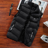 Men's Thickened Warm Sleeveless Vest - Black Full-Zip Stand Collar Ideal for Winter Workouts Parties & Daily Wear Perfect Gift for Husbands Sons Cold-Resistant Durable Activewear Minimalist High-Quality Fabric winter vest Menswear Love