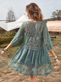 Elegance: Contrast Lace V-Neck Beach Dress ✨