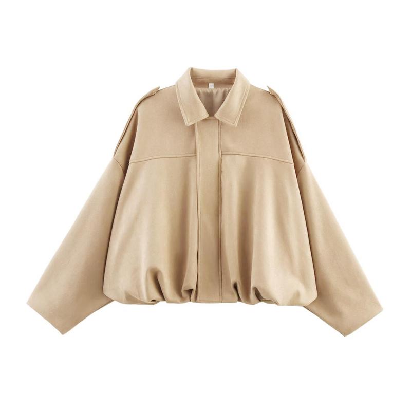 Women's Winter Vintage Solid Color Collared Zipper Long Sleeve Jacket, Cozy Outerwear for Lady
