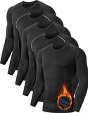 Men's 5-Pack Thermal Compression Shirts 💪❄️ Fleece-Lined Athletic Base Layer