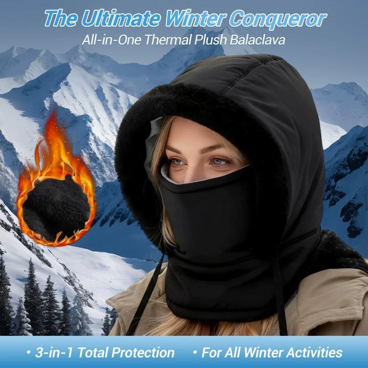 Plush-lined Thickened Thermal Hat with Face Mask for Men and Women