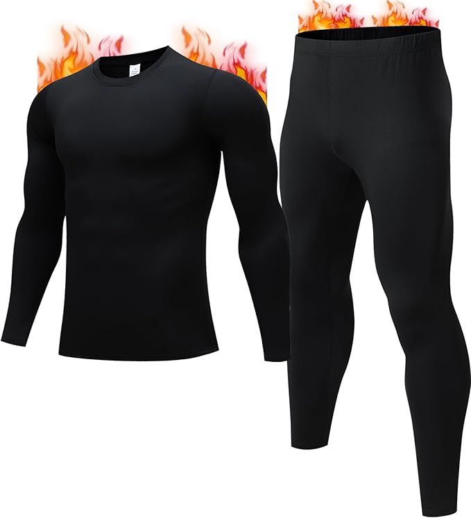 🎁Last Day Promotion 49% OFF ❄️ Men's Black Thermal Underwear Set: Quick-Dry Cold Weather Fitness Gear🧤