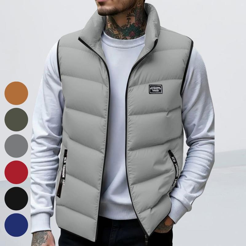 Men's Thickened Warm Sleeveless Vest - Black Full-Zip Stand Collar Ideal for Winter Workouts Parties & Daily Wear Perfect Gift for Husbands Sons Cold-Resistant Durable Activewear Minimalist High-Quality Fabric winter vest Menswear Love