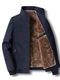 Men's Autumn And Winter Warm Fleece Jacket Casual Outdoor Coat Plain Beige Tops