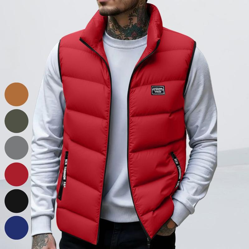 Men's Thickened Warm Sleeveless Vest - Black Full-Zip Stand Collar Ideal for Winter Workouts Parties & Daily Wear Perfect Gift for Husbands Sons Cold-Resistant Durable Activewear Minimalist High-Quality Fabric winter vest Menswear Love