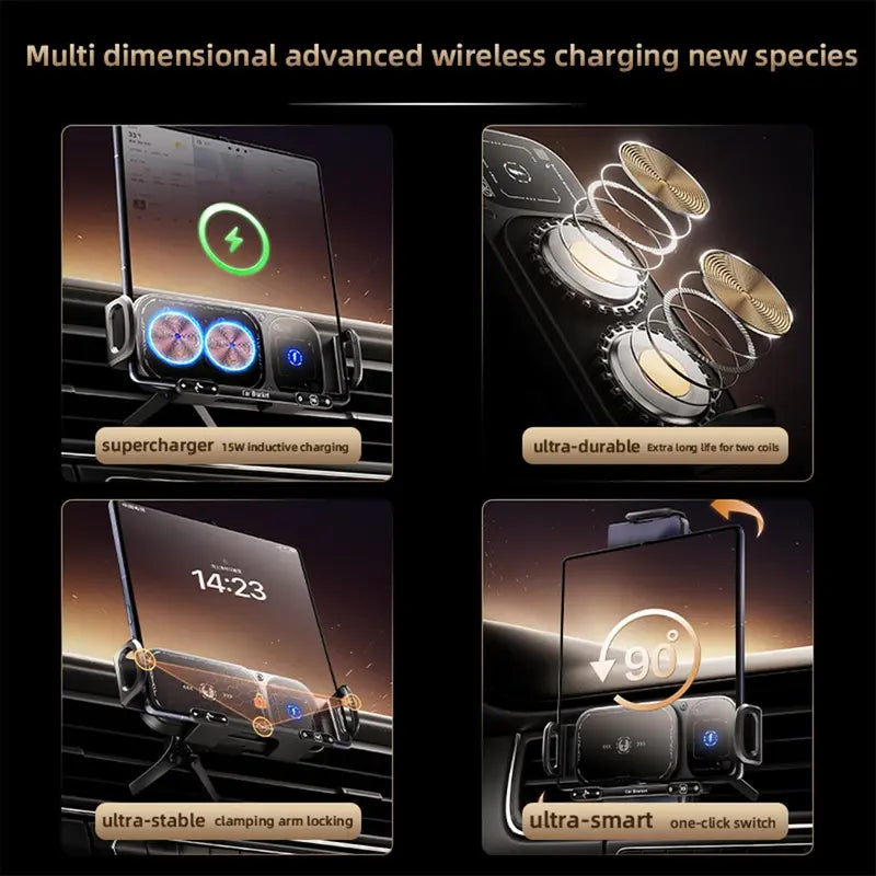 15W Wireless Fast-Charging Car Phone Mount for Foldable & Regular Smartphones