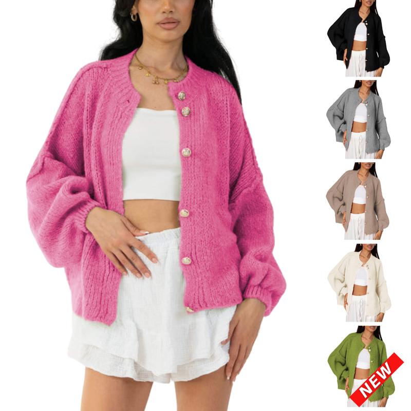 🧶Women's Oversized Knit Cardigan - Lightweight Button Up