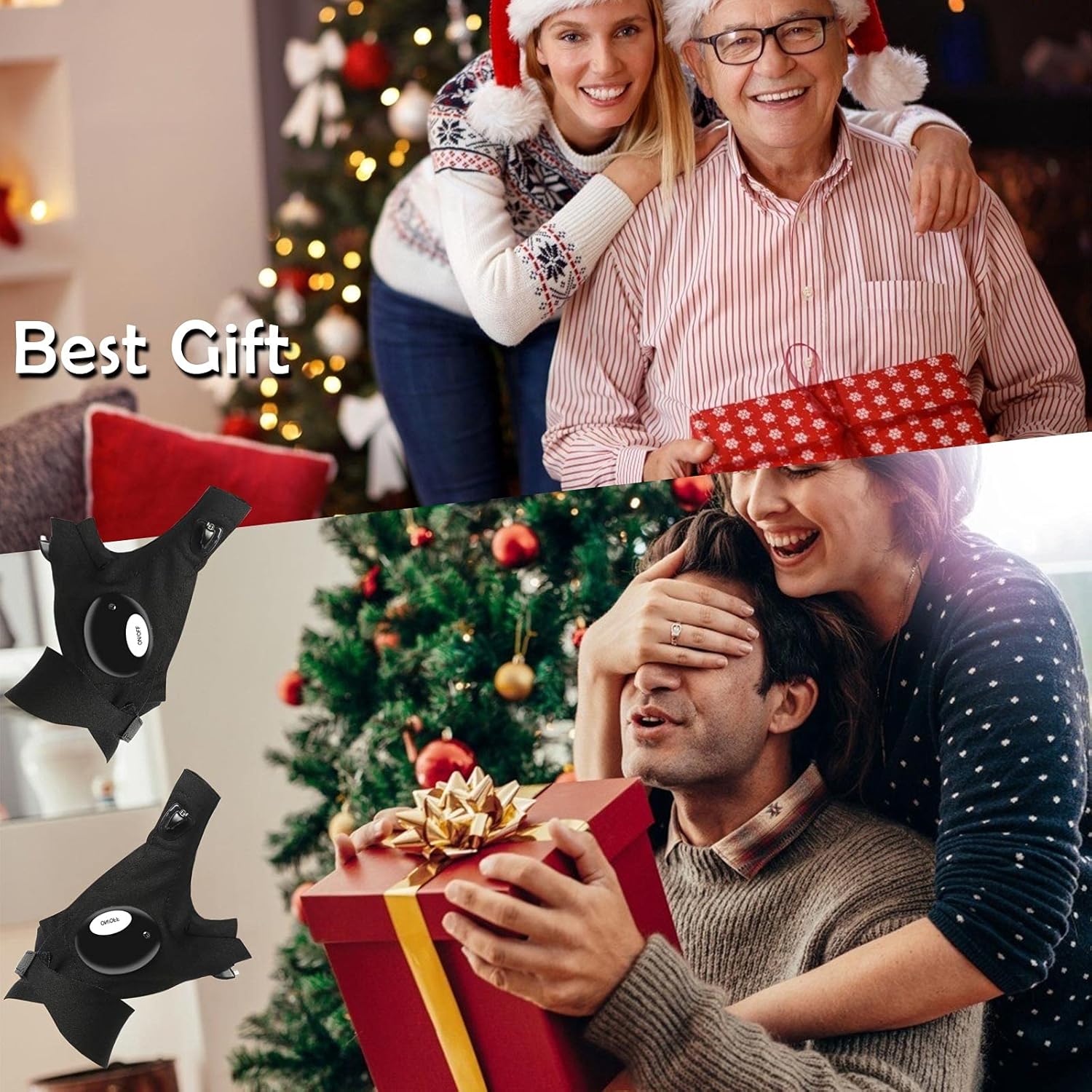 Adjustable LED Flashlight Gloves for Night Work & Camping