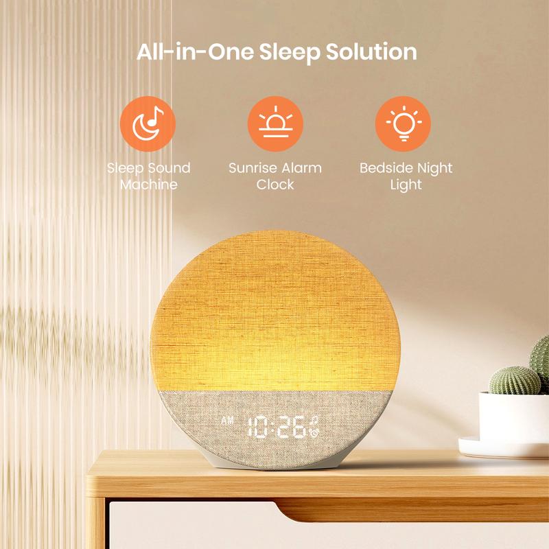 🌟 Sunrise Alarm & Sound Machine | Bedroom Decor Clock ⚡