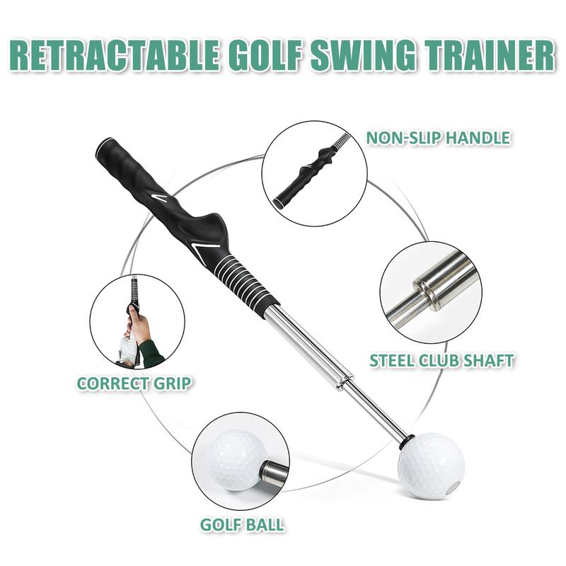 🏌️‍♂️Retractable Golf Swing Trainer – Click Sound Tempo & Grip Aid🎯