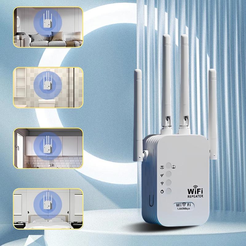 WiFi Extender 2025, 1200Mbps Dual Band (5GHz/2.4GHz) Signal Booster, Covers 10,000 sq. ft & 50 Devices, Repeater with Ethernet Port for Home