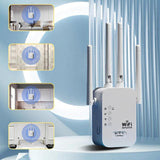 WiFi Extender 2025, 1200Mbps Dual Band (5GHz/2.4GHz) Signal Booster, Covers 10,000 sq. ft & 50 Devices, Repeater with Ethernet Port for Home