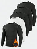 Men's 5-Pack Thermal Compression Shirts 💪❄️ Fleece-Lined Athletic Base Layer