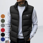 Men's Thickened Warm Sleeveless Vest - Black Full-Zip Stand Collar Ideal for Winter Workouts Parties & Daily Wear Perfect Gift for Husbands Sons Cold-Resistant Durable Activewear Minimalist High-Quality Fabric winter vest Menswear Love