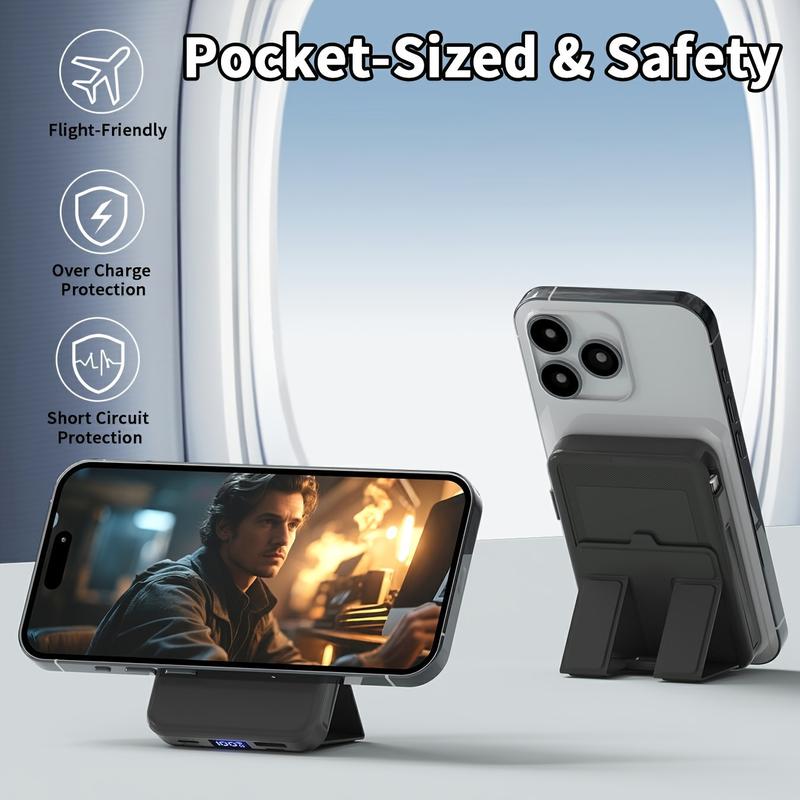 Magnetic Wireless Power Bank 10000mAh 22.5W PD Fast Charging phone holder LED Display Portable Charger with Stand