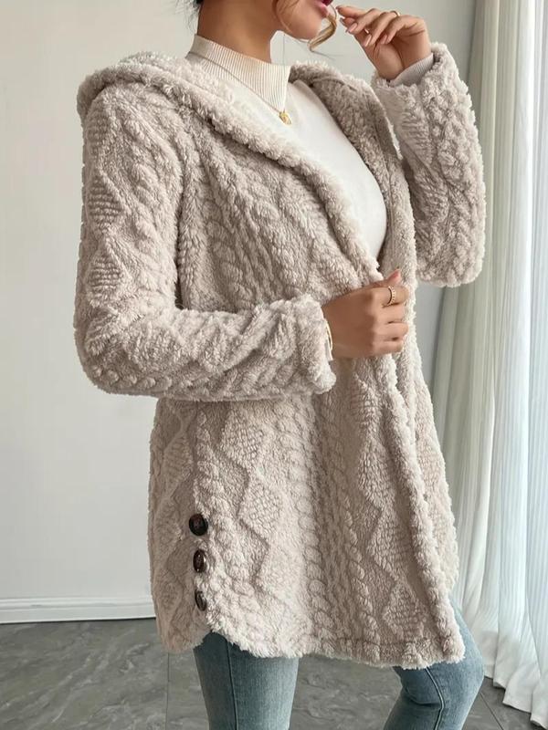 Women's Jacquard Hooded Cardigan Coat 🧥❄️ Stylish Warm Fall Winter Outerwear ✨