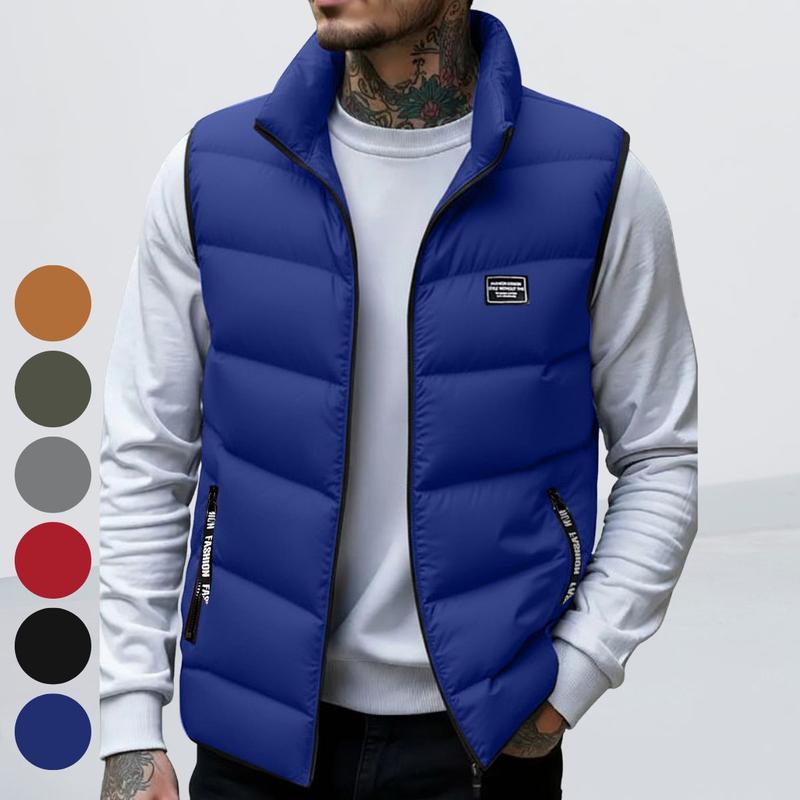 Men's Thickened Warm Sleeveless Vest - Black Full-Zip Stand Collar Ideal for Winter Workouts Parties & Daily Wear Perfect Gift for Husbands Sons Cold-Resistant Durable Activewear Minimalist High-Quality Fabric winter vest Menswear Love