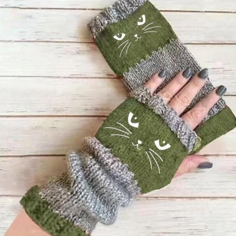 ✨This Week's Special Price $9.99❄️Women's Knitted Fingerless Gloves with Cute Cat