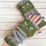 ✨This Week's Special Price $9.99❄️Women's Knitted Fingerless Gloves with Cute Cat