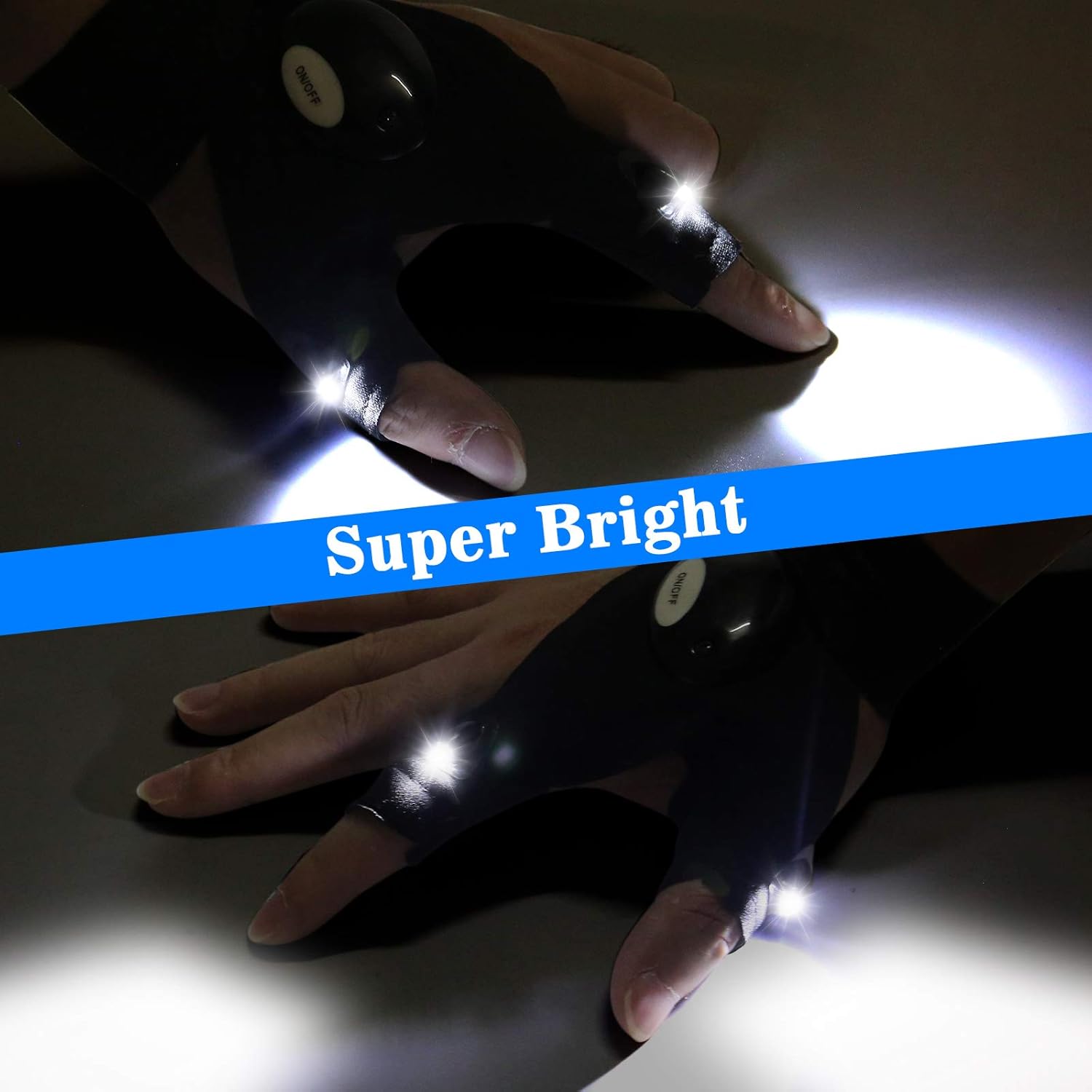 Adjustable LED Flashlight Gloves for Night Work & Camping
