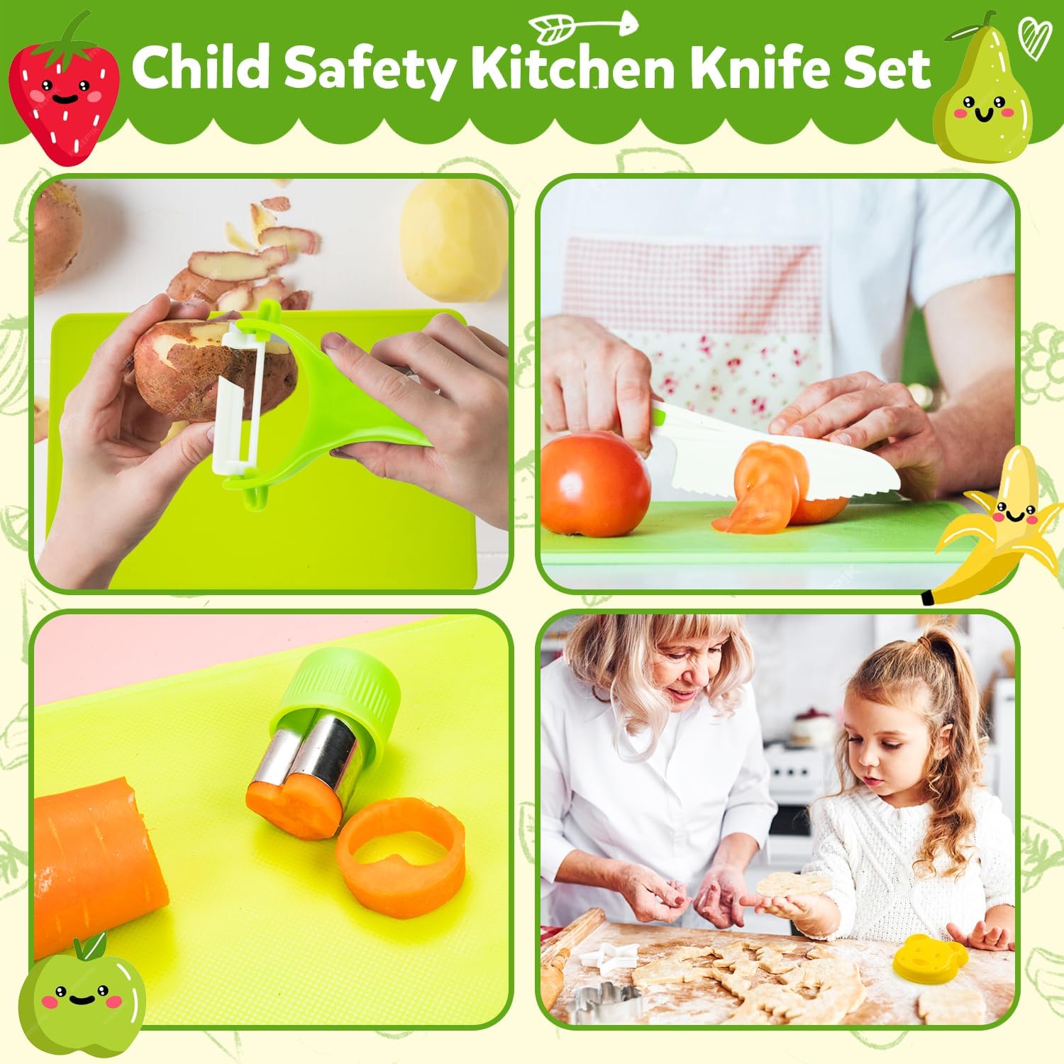 👶 32 Pcs Kids Safe Kitchen Knife Set | Veg/Fruit/Cheese Knives 🧀