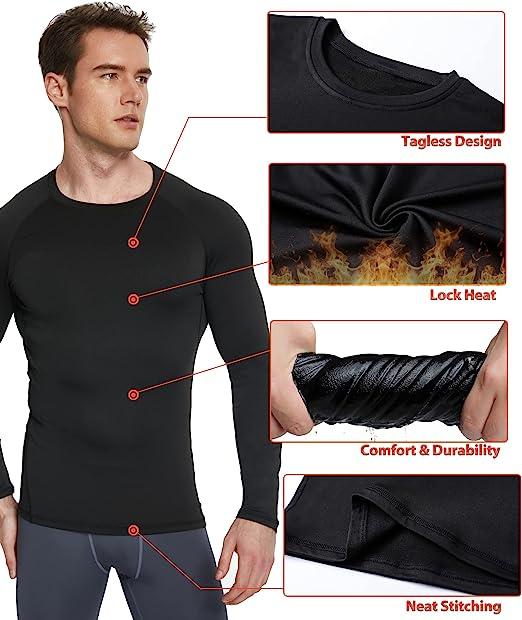 Men's 5-Pack Thermal Compression Shirts 💪❄️ Fleece-Lined Athletic Base Layer