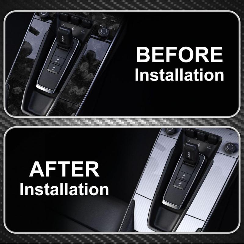 20" x 10FT / 50CM*300CM Gloss Carbon Fiber Car Wrap Vinyl Bubble Free Air Release Adhesive Car Wrap Film Roll Automotive DIY Decals With Installation Tools