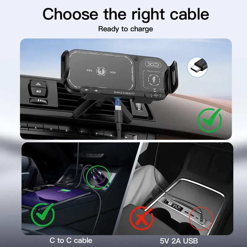 15W Wireless Fast-Charging Car Phone Mount for Foldable & Regular Smartphones