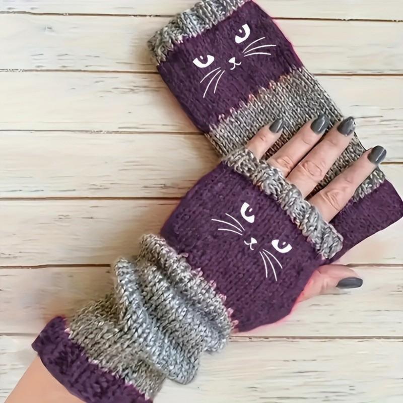 ✨This Week's Special Price $9.99❄️Women's Knitted Fingerless Gloves with Cute Cat