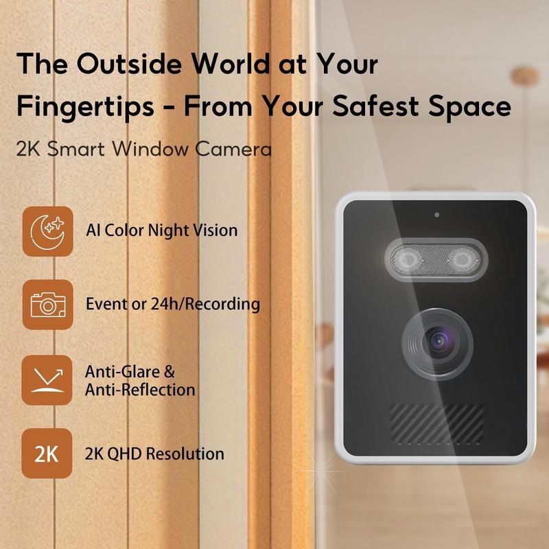 K Window Camera,2.4GHz WiFi Indoor Cameras for Home Security with ChromaMax Al Color Night Vision