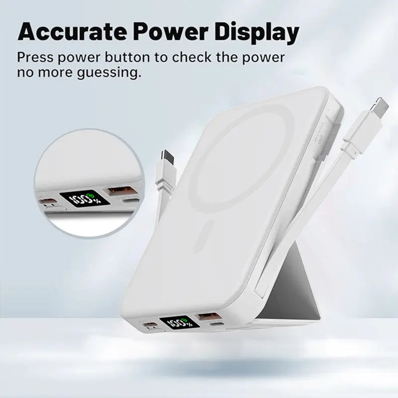 Magnetic Wireless Power Bank 10000mAh 22.5W PD Fast Charging phone holder LED Display Portable Charger with Stand