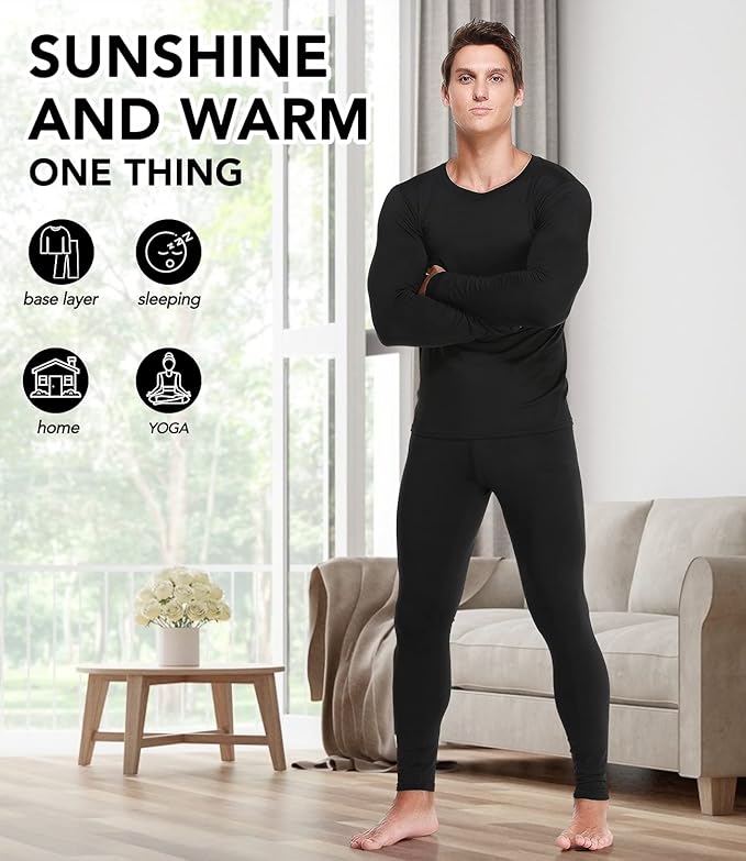 🎁Last Day Promotion 49% OFF ❄️ Men's Black Thermal Underwear Set: Quick-Dry Cold Weather Fitness Gear🧤