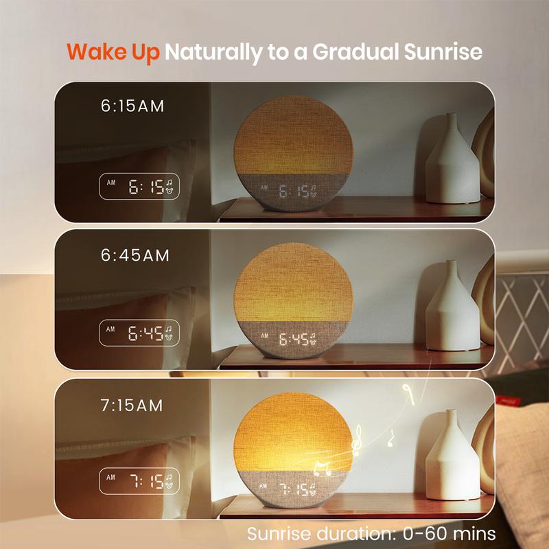 🌟 Sunrise Alarm & Sound Machine | Bedroom Decor Clock ⚡