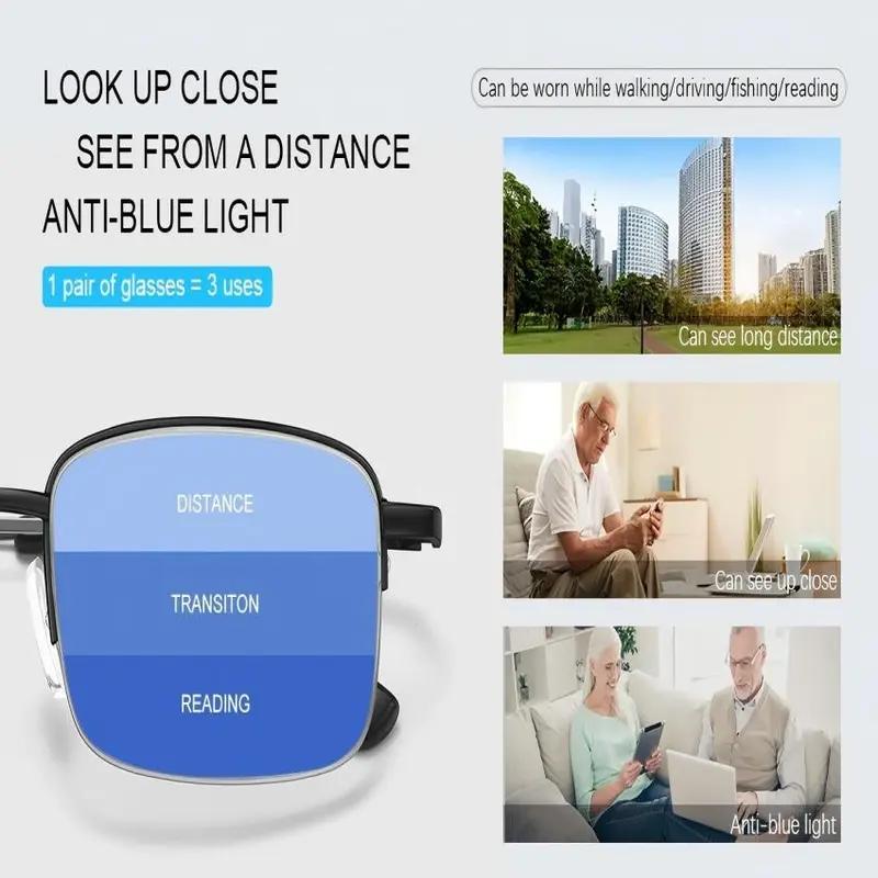 👓 Frameless Smart Zoom Reading Glasses - Blue Light Filter