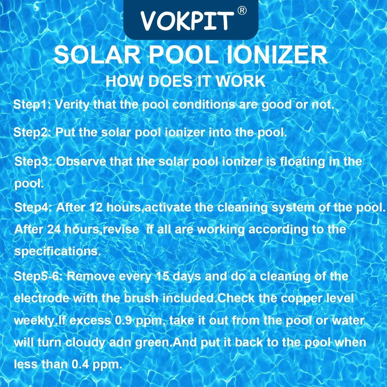 ☀️ Solar Pool Ionizer, Up to 45,000 Gal