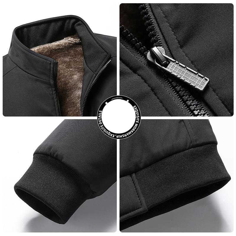 Men's Autumn And Winter Warm Fleece Jacket Casual Outdoor Coat Plain Beige Tops