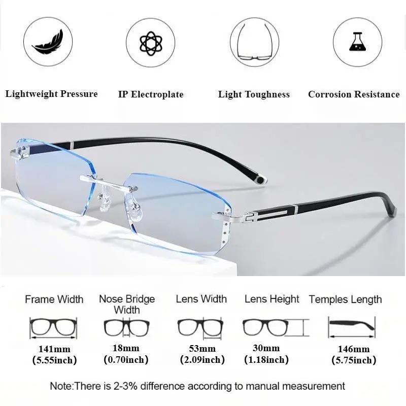 👓 Frameless Smart Zoom Reading Glasses - Blue Light Filter