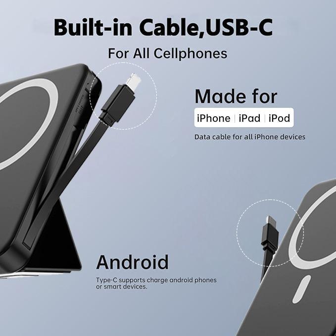 Magnetic Wireless Power Bank 10000mAh 22.5W PD Fast Charging phone holder LED Display Portable Charger with Stand