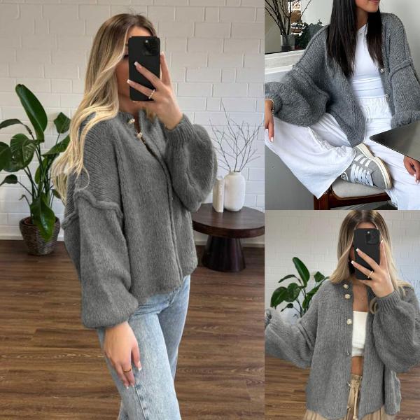 🧶Women's Oversized Knit Cardigan - Lightweight Button Up