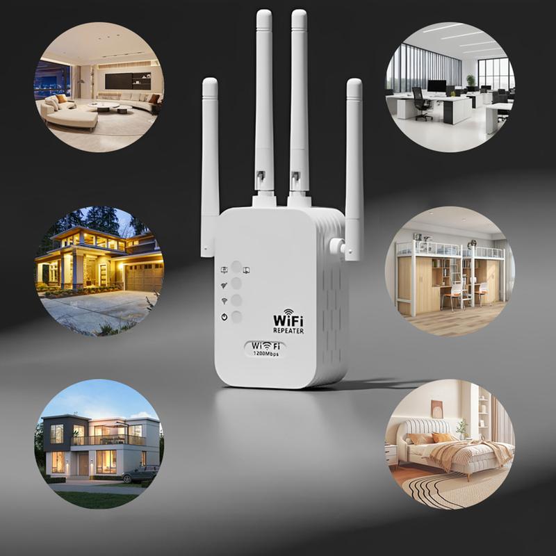 WiFi Extender 2025, 1200Mbps Dual Band (5GHz/2.4GHz) Signal Booster, Covers 10,000 sq. ft & 50 Devices, Repeater with Ethernet Port for Home