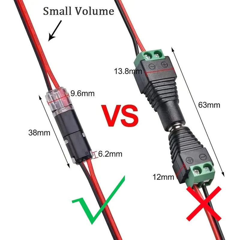 🔌Solderless Wire Connector – Compact Plug for LED Strips & 18–22 AWG Cables