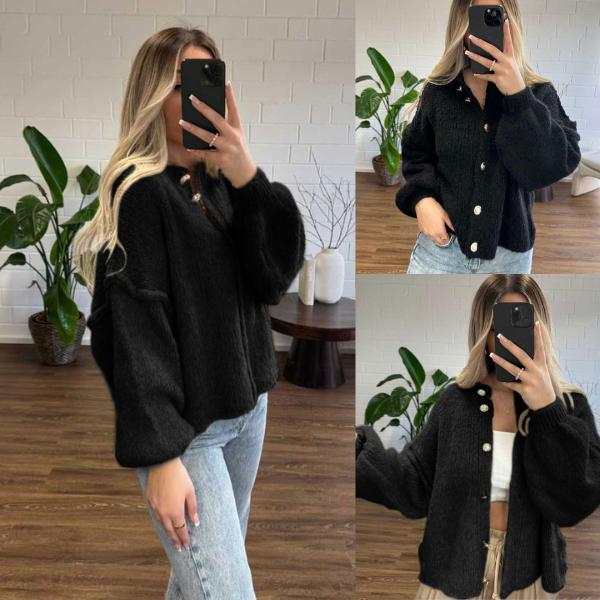 🧶Women's Oversized Knit Cardigan - Lightweight Button Up