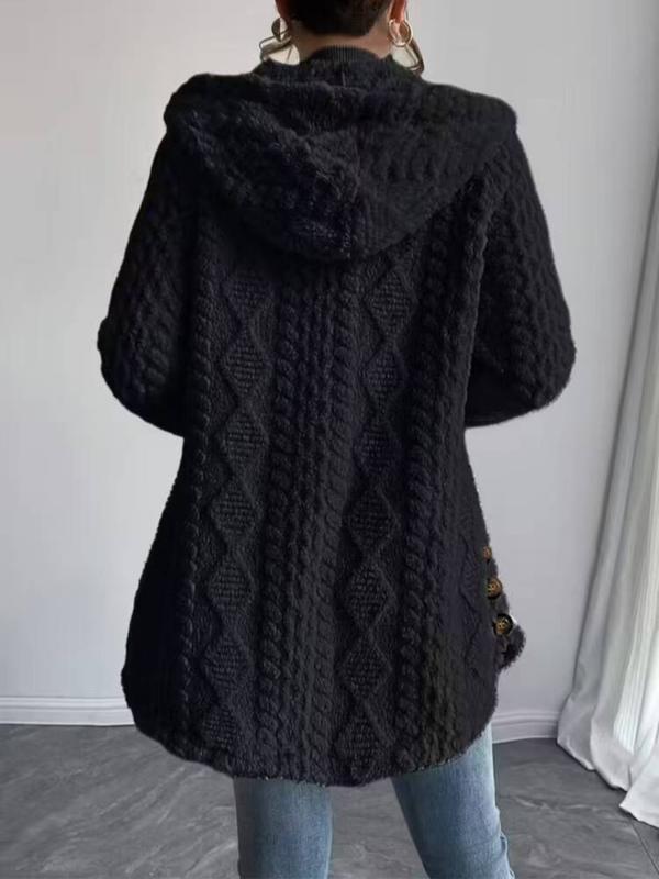 Women's Jacquard Hooded Cardigan Coat 🧥❄️ Stylish Warm Fall Winter Outerwear ✨